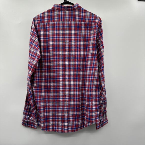 Ben Sherman Canclini Red Blue & White Plaid Button Down Shirt Size L - Picture 4 of 9